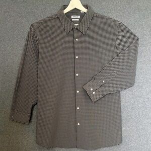 NEW Haggar Classic Fit MENS Shirt 17-17 1/2 32/33 B & W & Gray Checkered